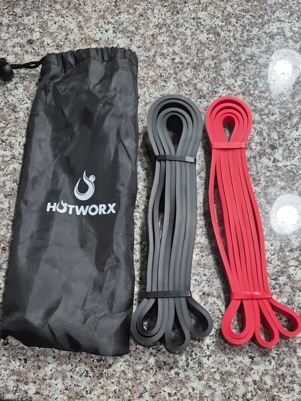 Hotworx Resistance Band Pair — Gray & Red Workout Bands